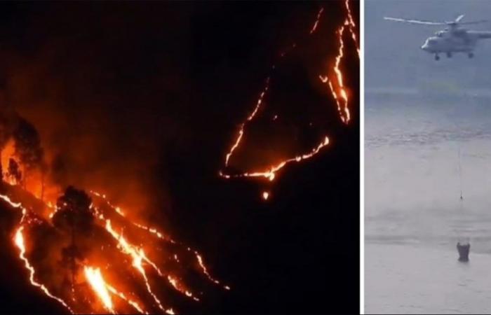 Armee, Hubschrauber gerufen, Bootsfahrt gestoppt, da der Waldbrand in Nainital 36 Stunden lang wütet