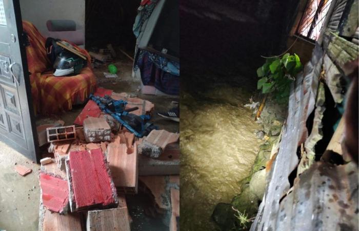 In Ibagué wurden zwei Menschen aufgrund der Regenfälle von einer eingestürzten Mauer eingeklemmt