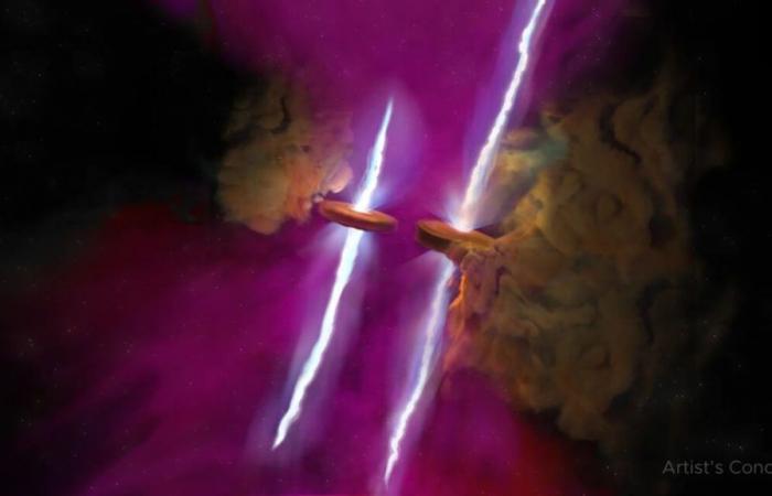 Das James-Webb-Weltraumteleskop entdeckt Scheiben und parallele Jets eines Paars junger Sterne