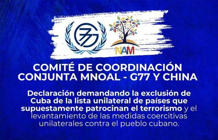 Mnoal und G77 sowie China fordern die Streichung Kubas von der Terrorismusliste › Welt › Granma