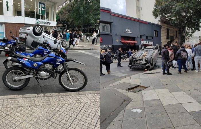 Im Zentrum von Rosario prallte ein Auto gegen einen Baum und überschlug sich: Eine Familie war unterwegs; es gab keine Verletzten