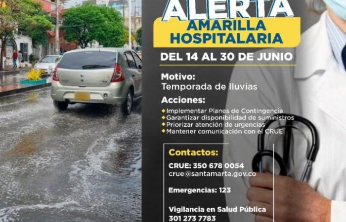 Gelber Krankenhausalarm in Santa Marta aufgrund der Regenzeit