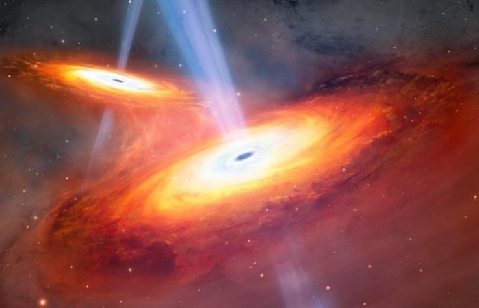 Erste Entdeckung eines Paares verschmelzender Quasare im kosmischen Morgengrauen