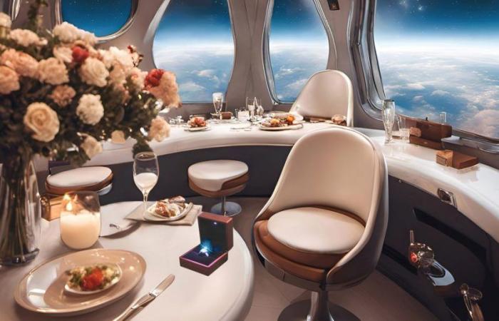 Ein romantisches Restaurant mit einem Michelin-Sternkoch wird im Weltraum in 35 km Höhe eröffnet