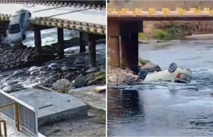 Eine Frau und ihr Hund stürzten mit ihrem Auto von einer Brücke in den Fluss Ctalamochita