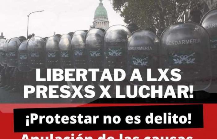 März an diesem Dienstag in Neuquén: Sie fordern die Freilassung der im Rahmen des Protests gegen das Bases-Gesetz Inhaftierten