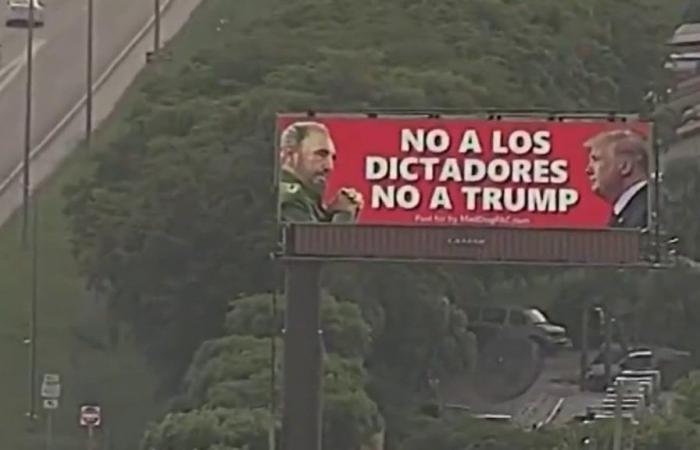 Umstrittene Werbetafel, auf der Trump mit Castro verglichen wird, löst in Miami gemischte Reaktionen aus – Telemundo Miami (51)