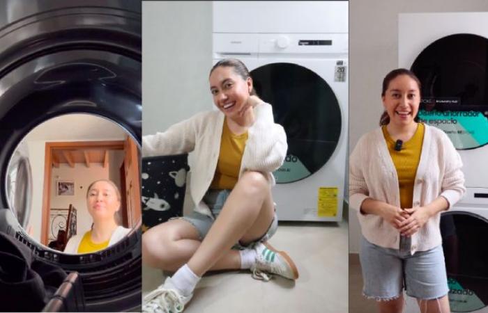 Katya Echazarreta zeigt, wie die künstliche Intelligenz von BESPOKE AI Laundry Hub™ funktioniert – Samsung Newsroom México