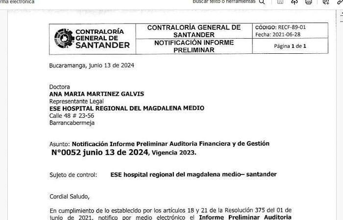 Das Comptroller’s Office erhält 16 Feststellungen und einen mutmaßlichen Sachschaden in Höhe von 1,3 Milliarden US-Dollar im Magdalena Medio Hospital