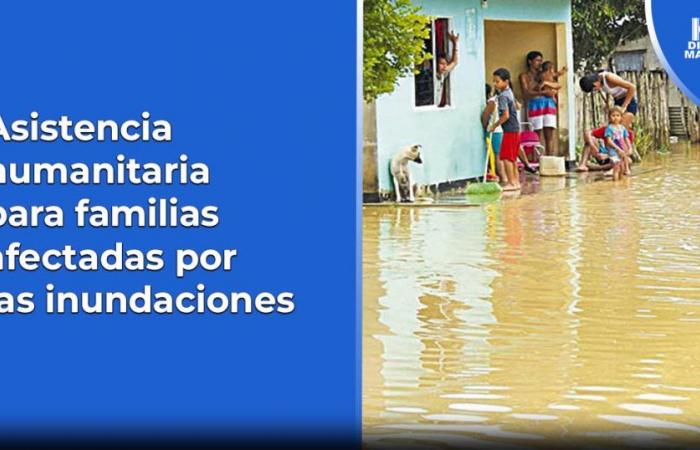Humanitäre Hilfe für Familien, die von Überschwemmungen betroffen sind