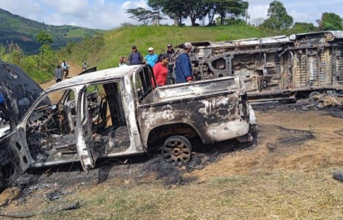 Asonada in Cauca ließ Armeefahrzeuge verbrannt zurück