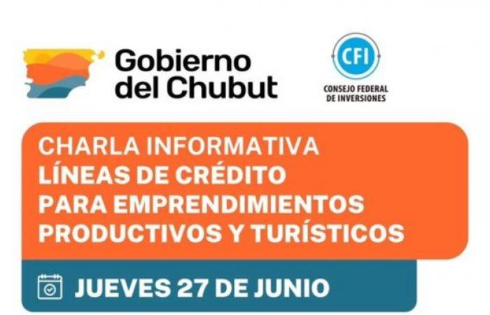 Chubut wird in Trevelin einen informativen Vortrag über Kreditlinien für produktive und touristische Unternehmungen halten