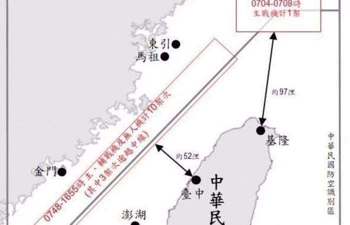 Taiwan entdeckt 15 Kampfflugzeuge und sechs Schiffe der chinesischen Armee in seiner Nähe