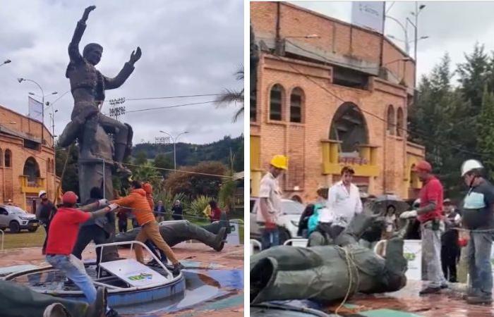 Statue des Stierkämpfers César Rincón in Duitama, Boyacá abgerissen