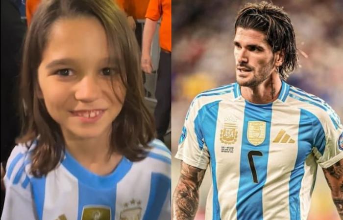 Die zärtliche Geste von Rodrigo De Paul mit Residente und seinem Sohn Milo nach dem Sieg Argentiniens gegen Chile