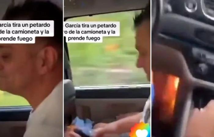 „Sei vorsichtig!“: der Moment, als Turco García einen Feuerwerkskörper in ein Fahrzeug warf und es fast in Brand steckte
