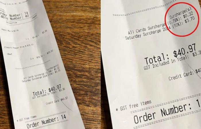 Ein Mann brach in einem Restaurant aus, als er einen ungewöhnlichen Aufpreis auf seinem Ticket sah