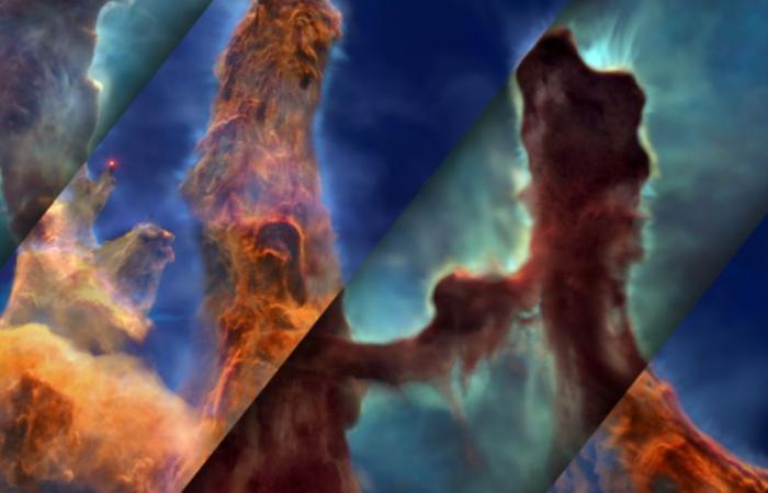 NASA kombinierte zwei Teleskope und veröffentlichte atemberaubende 3D-Visualisierung der „Säulen der Schöpfung“