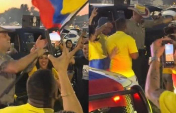 Polizisten tanzten mit den kolumbianischen Fans und
