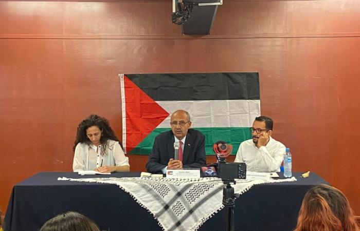 „Befreit Palästina!“, der Ruf der SLP, um einen Waffenstillstand im Gazastreifen zu fordern