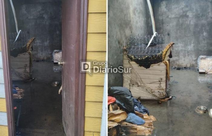 Feuerwehrleute verhinderten, dass das Haus durch den Brand in Puerto Aysén zerstört wurde