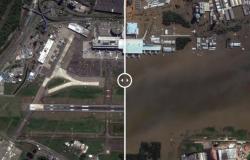 Überschwemmungen in Brasilien: Bilder aus dem Weltraum zeigen, dass die Landebahn des Flughafens und das Fußballfeld überschwemmt sind