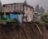 Drei Häuser stehen wegen des Winters in Nariño kurz vor dem Einsturz