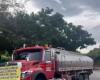 Treibstofftransporter protestieren auf der Autobahn Cúcuta-Ocaña